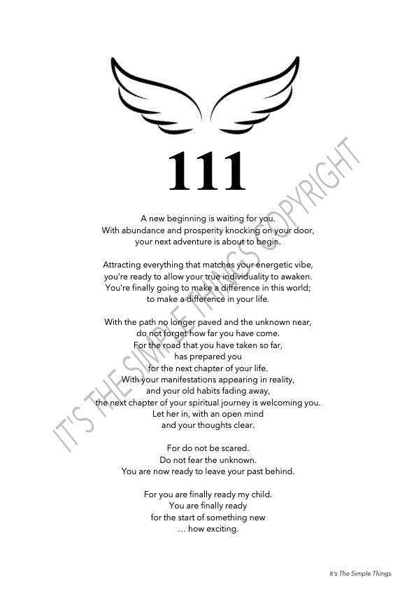 "111" Angel Number Print