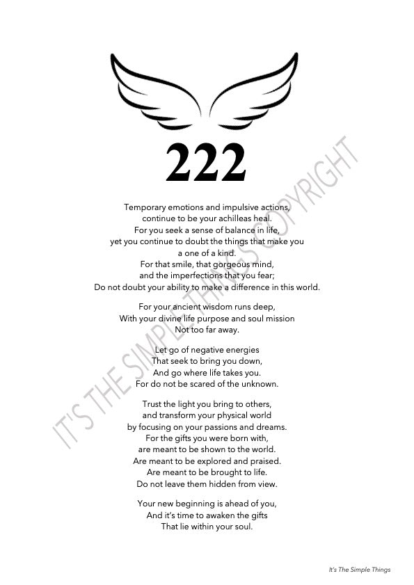 "222" Angel Number Print
