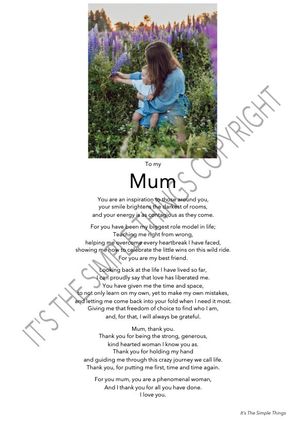 Personalised Photo Print & Poem